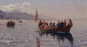 Hochzeitsprozession im Sognefjord von Hans Andreas Dahl