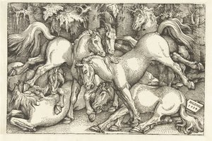 Gruppe von sieben kämpfenden Pferden von Hans Baldung Grien