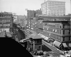 Hochbahn, Wabash Avenue, Chicago, Illinois, ca. 1900-10 von Hans Behm