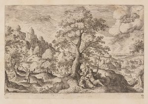 Tafel 10, aus Landschaften mit Szenen aus dem Alten und Neuen Testament und Ovids Metamorphosen von Hans Bol