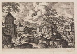 Tafel 1, aus Landschaften mit Szenen aus dem Alten und Neuen Testament und Ovids Metamorphosen von Hans Bol