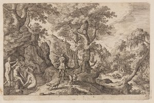 Tafel 29, aus Landschaften mit Szenen aus dem Alten und Neuen Testament und Ovids Metamorphosen von Hans Bol