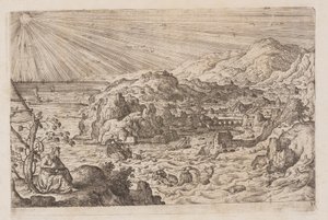Tafel 30, aus Landschaften mit Szenen aus dem Alten und Neuen Testament und Ovids Metamorphosen von Hans Bol