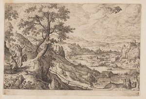 Tafel 5, aus Landschaften mit Szenen aus dem Alten und Neuen Testament und Ovids Metamorphosen von Hans Bol