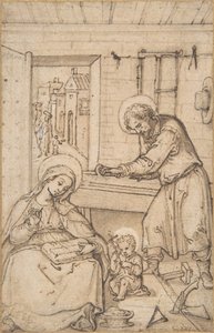 Die Kindheit Christi, in der Werkstatt des Zimmermanns, 1534-93 von Hans Bol.