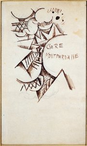 Gare Montparnasse. Zeichnung mit chinesischer Tinte und Bleistift von Hans Bolz (1885-1918) 1912 von Hans Bolz