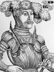 Porträt von Philipp I., Landgraf von Hessen, genannt der Großmütige (1504-1567), Gravur von Hans Brosamer (1495-1554) von Hans Brosamer
