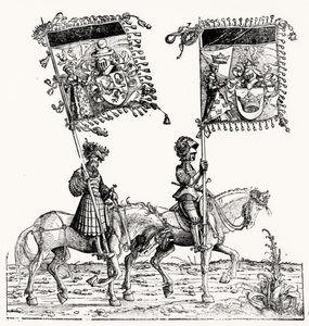Zwei berittene Ritter aus Maximilians Triumphzug, ca. 1516-18 von Hans Burgkmair