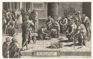 Christus wäscht die Füße der Jünger von Hans Collaert (I) (attributed to)