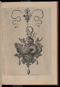 Tafel 8, aus Bullarum Inaurium etc. Archetypi Artificiosi Pars Altera (Anhänger, Ohrringe, etc. Designs der geschicktesten Art, Teil Zwei) von Hans Collaert the Elder