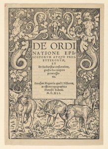 Titelrahmen mit drei Hirschen und einer Hirschkuh, frühes 16. Jahrhundert von Hans Cranach