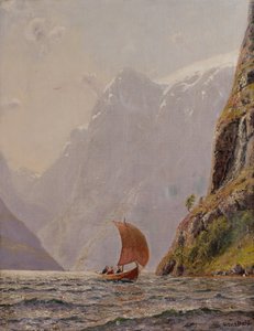 Segeln in einem Fjord von Hans Dahl
