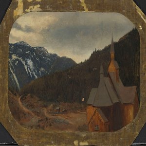 Stabkirche von Nes von Hans Gude