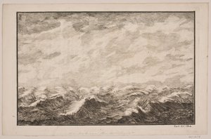 Schiffe in stürmischer See. Illustration zu Fontenay, "Söe-Evolution"; Kopenhagen 1743