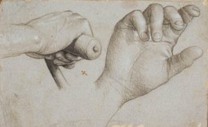 Studien einer Armbrustschützenhand und der rechten Hand des heiligen Sebastian von Hans Holbein d.Æ.