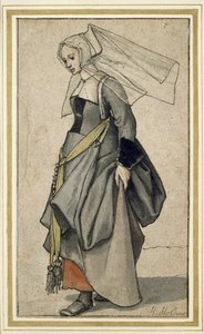 Eine junge englische Frau, 16. Jahrhundert (Feder und Tinte und Aquarell auf Papier) von Hans Holbein der Jüngere