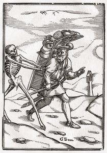 Der Tod kommt zum Krämer, graviert von Georg Scharffenberg, aus 