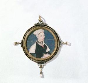 Jane Small, früher bekannt als Mrs. Robert Pemberton, ca. 1540 (Detail) von Hans Holbein der Jüngere