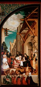Altarbild Oberried: „Die Anbetung der Könige“ Detrempe auf Holz von Hans Holbein dem Jüngeren (1497/8-1543) von Hans Holbein der Jüngere