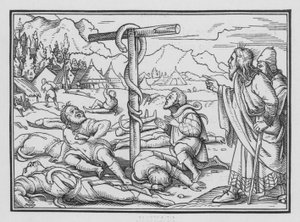 Die Eherne Schlange, Numeri XXI, 9 von Hans Holbein der Jüngere