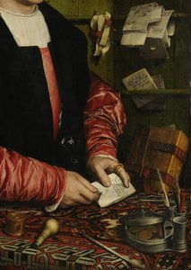 Der Kaufmann Georg Gisze (Detail), 1532 von Hans Holbein der Jüngere