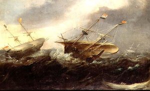 Niederländische Kriegsschiffe in einem Sturm