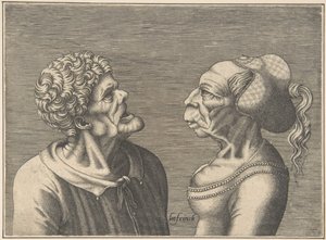 Zwei groteske Köpfe, 1538-73 von Hans Liefrinck