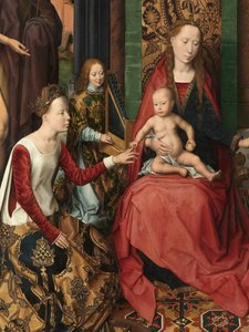 (Detail) des zentralen Panels des Triptychons von Johannes dem Täufer und Johannes dem Evangelisten von Hans Memling