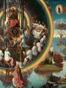 (Detail) des rechten Panels des Triptychons von Johannes dem Täufer und Johannes dem Evangelisten von Hans Memling