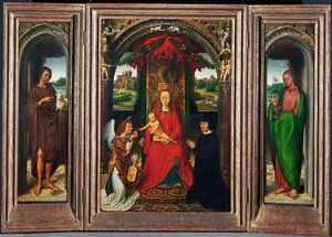 Johannesaltärchen, kleiner Altar für die Heiligen Johannes der Täufer und Johannes der Evangelist von Hans Memling