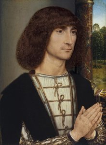 Porträt eines jungen Mannes beim Beten, ca. 1485 von Hans Memling