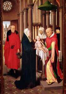 Darstellung im Tempel. Rechtes Panel des Triptychons der Anbetung der Könige von Hans Memling