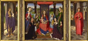 Die Jungfrau und das Kind mit Heiligen und Stiftern von Hans Memling
