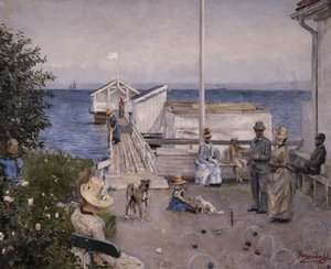 Der Kai in Åsgårdstrand von Hans Olaf Heyerdahl
