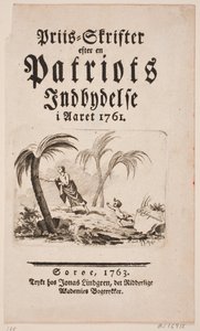 Titelblatt mit Vignette zu "Priis-Skrifter efter en Patriots Indbydelse i Aaret 1761"