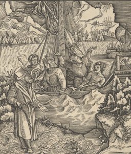 Unfalo gefährdet Theuerdancks Schiff, aus Theuerdanck von Hans Schäufelein the Elder