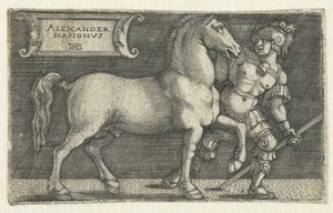 Alexander der Große mit seinem Pferd Bucephalus