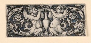 Fries mit einer Vase flankiert von männlichen und weiblichen Tritonen von Hans Sebald Beham
