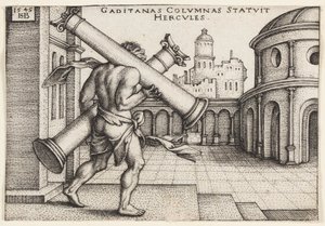 Herkules mit den Säulen des Herkules von Hans Sebald Beham