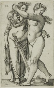 Judith geht nach links, und ihre Dienerin von Hans Sebald Beham