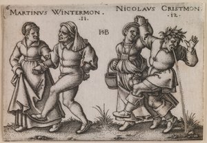 "November und Dezember" aus der Serie "Das Fest der Bauern oder Die zwölf Monate" von Hans Sebald Beham