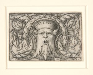 Tafel mit einem Maskaron (Ornament mit einer Maske) von Hans Sebald Beham