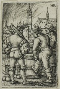 Der Wächter bei den Pulverfässern von Hans Sebald Beham