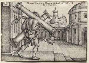 Die Arbeiten des Herkules: Herkules trägt die Säulen von Gades von Hans Sebald Beham