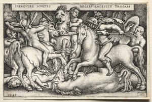Die Arbeiten des Herkules: Herkules erobert Troja von Hans Sebald Beham