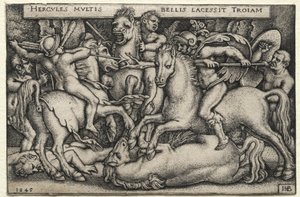 Die Arbeiten des Herkules: Herkules erobert Troja, 1545 von Hans Sebald Beham
