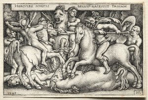 Die Arbeiten des Herkules: Herkules erobert Troja, 1545 von Hans Sebald Beham