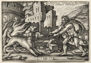 Die Arbeiten des Herkules: Herkules zieht Cerberus aus der Unterwelt