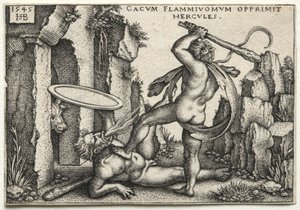 Die Arbeiten des Herkules: Herkules tötet den Riesen Cacus, 1545 von Hans Sebald Beham