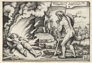 Die Arbeiten des Herkules: Herkules auf seinem Scheiterhaufen von Hans Sebald Beham